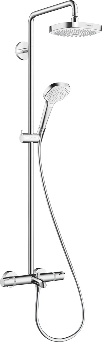 Hansgrohe Croma Select E Showerpipe 180 2jet termosztáttal és kádtöltővel 