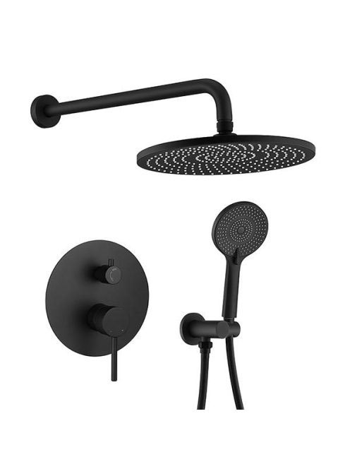 Arezzo design Palmfield falsík alatti zuhanyszett falon belüli egységgel, matt fekete AR-1160BL