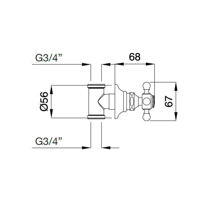 Bugnatese Arcadia 8362 - csempeszelep 3/4″ csatlakozással