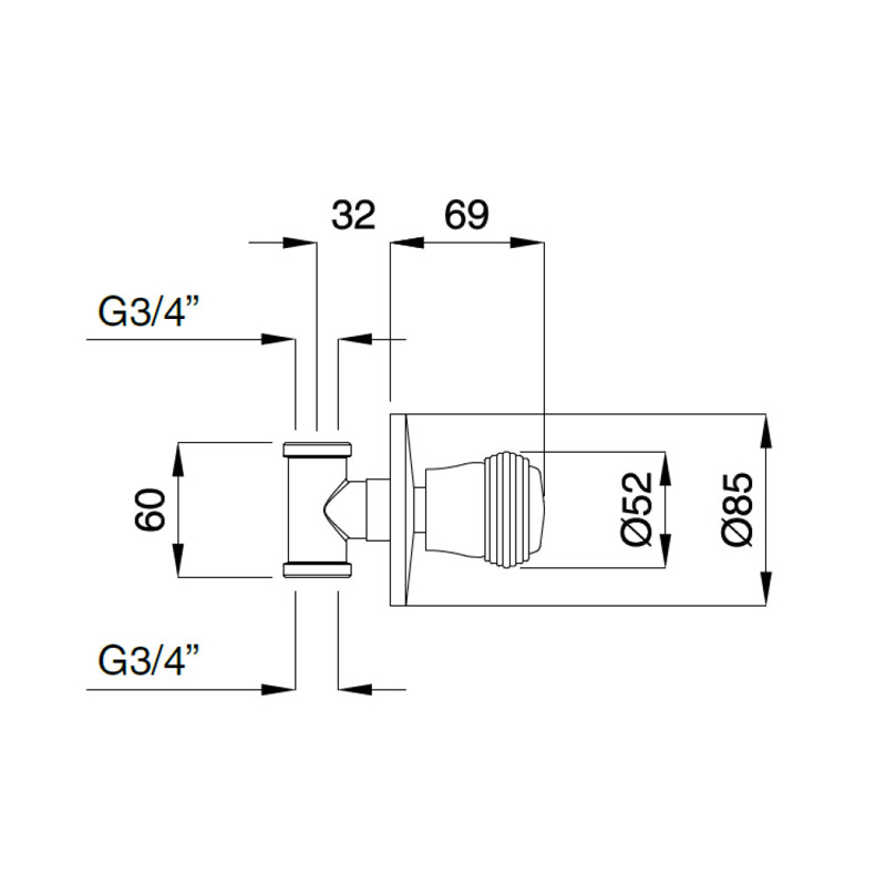 Bugnatese Axo 662 - csempeszelep 3/4″ csatlakozással