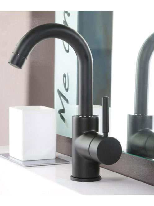 Bugnatese Kobuk mosdócsaptelep leeresztő nélkül, matt fekete 2213SNE