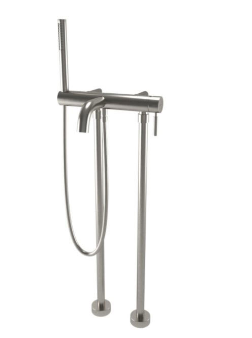 Bugnatese Kobuk szabadonálló kádcsaptelep zuhanyszettel, rozsdamentes acél hatású 2290PNS