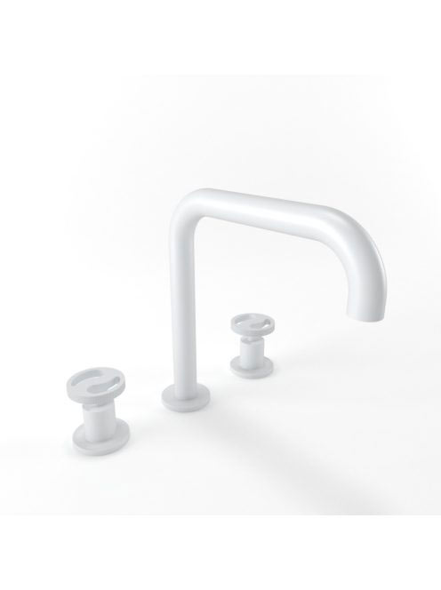 Bugnatese Millenovecinquanta 3-lyukas mosdócsaptelep, click-clack leeresztővel, matt fehér 4512SCBI