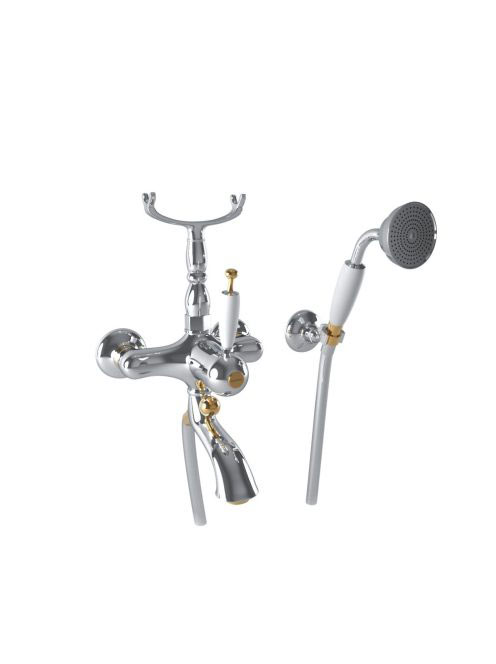 Bugnatese Oxford kádcsaptelep zuhanyszettel és zuhanytartóval, króm/arany 6302CRDO