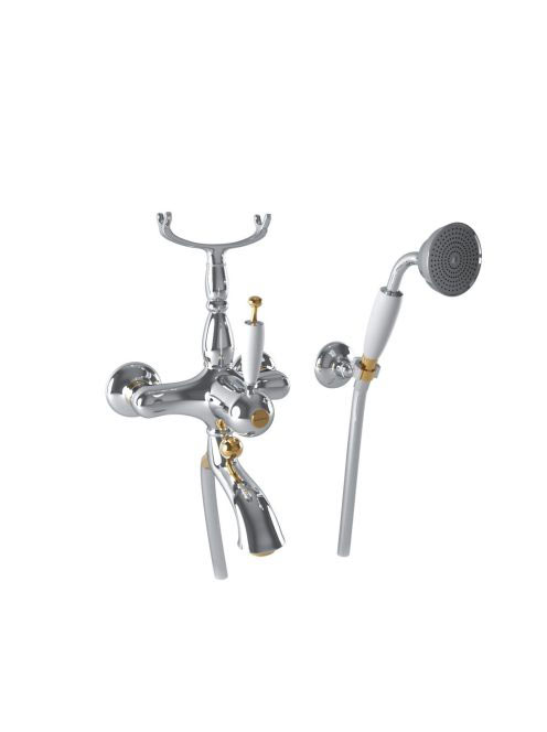 Bugnatese Oxford termosztátos kádcsaptelep zuhanyszettel, króm/arany 6303CRDO