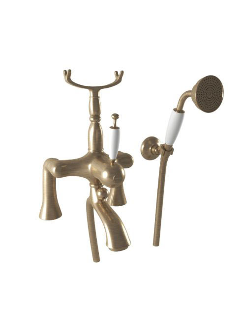 Bugnatese Oxford kádperemre szerelhető kádcsaptelep zuhanyszettel, bronz 6304BR