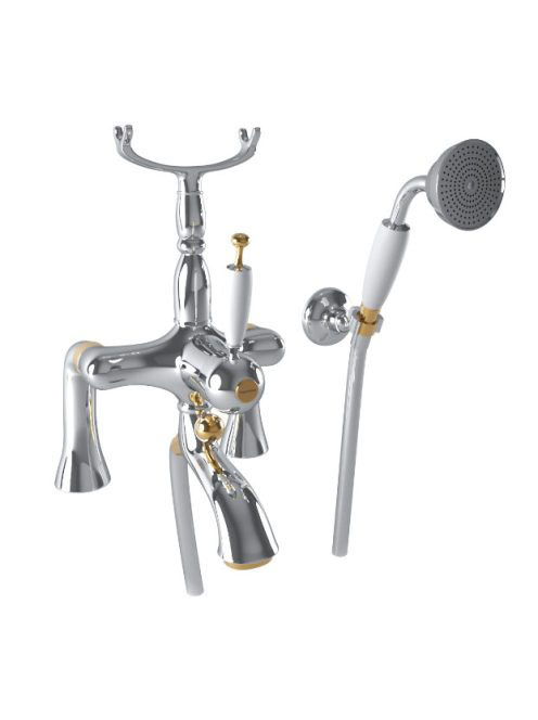 Bugnatese Oxford kádperemre szerelhető kádcsaptelep zuhanyszettel, króm/arany 6304CRDO