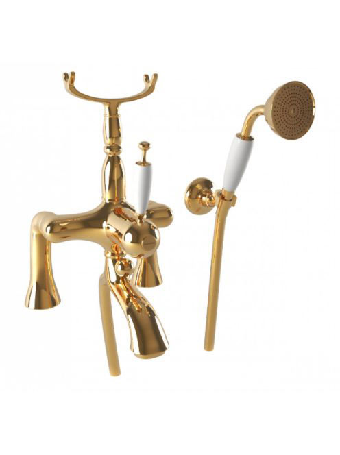 Bugnatese Oxford kádperemre szerelhető kádcsaptelep zuhanyszettel, arany 6304DO