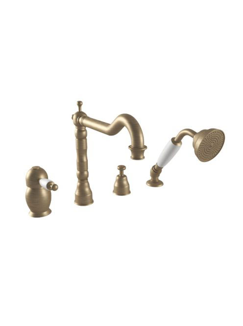 Bugnatese Oxford kádperemre szerelhető 4-lyukú kádcsaptelep, matt bronz 6355BO