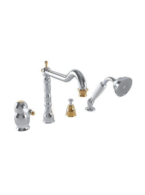 Bugnatese Oxford kádperemre szerelhető 4-lyukú kádcsaptelep, króm/arany 6355CRDO