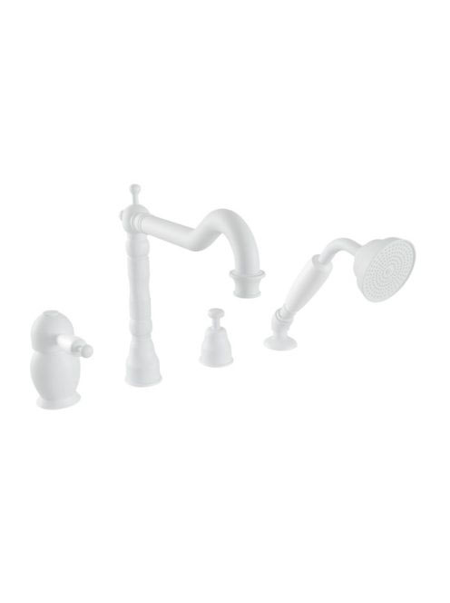 Bugnatese Oxford kádperemre szerelhető 4-lyukú kádcsaptelep, matt fehér 6355BI