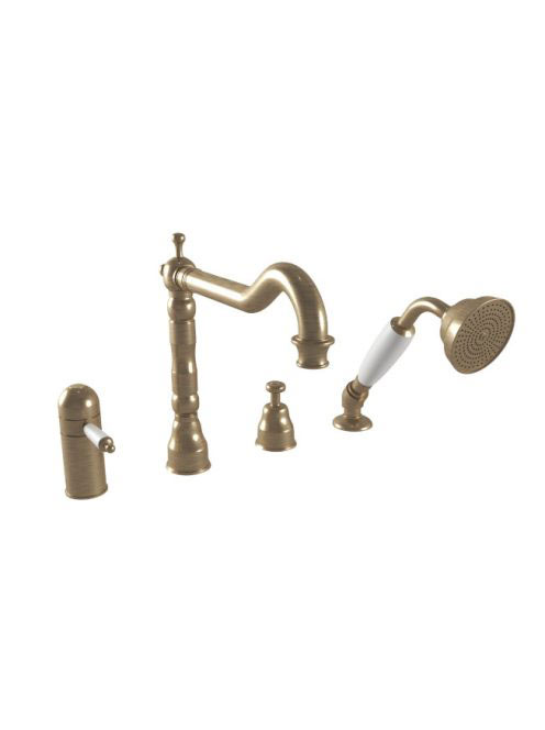 Bugnatese Oxford 4-lyukú kádperemre szerelhető termosztátos kádcsaptelep, bronz 6358BR