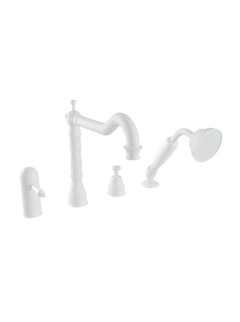 Bugnatese Oxford 4-lyukú kádperemre szerelhető termosztátos kádcsaptelep, matt fehér 6358BI