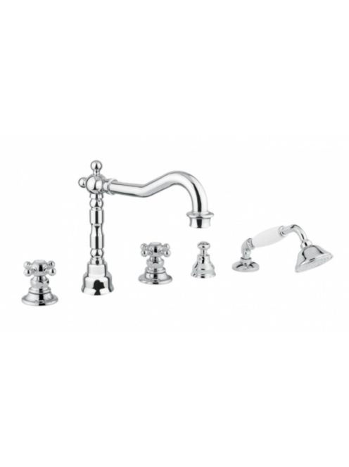 Bugnatese Arcadia peremre szerelhető 5-lyukas kádcsaptelep, króm/arany 8380CRDO