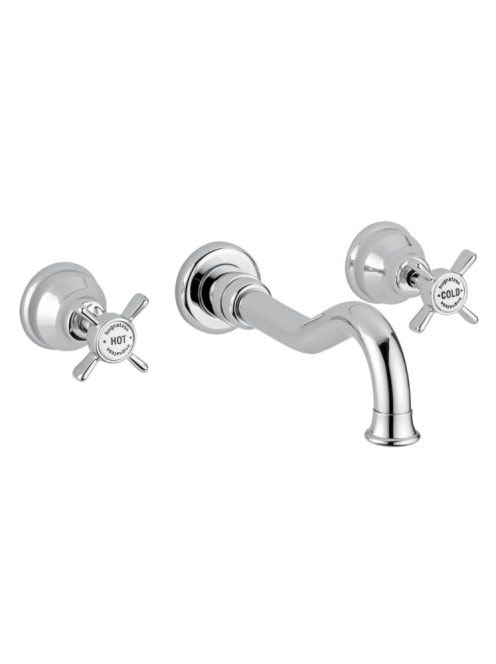 Bugnatese Princeton 3-lyukas fali mosdócsaptelep click-clack leeresztővel, 19 cm-es kifolyóval, bronz 865SCBR