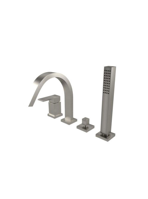 Bugnatese Tetris peremre szerelhető 4 lyukas kádcsaptelep, szálcsiszolt nikkel 9155NS