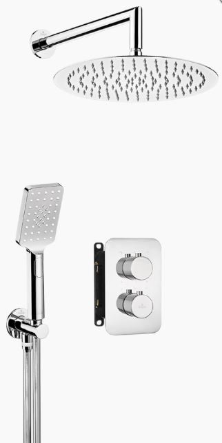 Deante Box kerek, termosztátos készlet, falsík alatti egységgel 