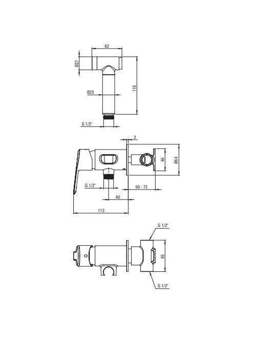 Deante Arnika falsík alatti bidé csaptelep bidé típusú kézizuhannyal, króm BQA 034M