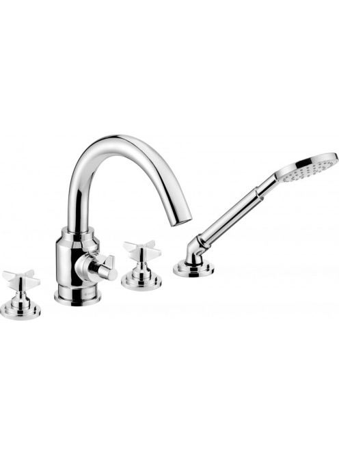 Deante Temisto 4-lyukú kádtöltő csaptelep zuhanyszettel, króm BQT 014D