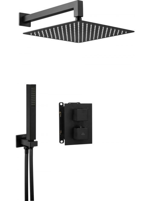 Deante Box Nero szögletes, termosztátos készlet, falsík alatti egységgel BXYZNEAT