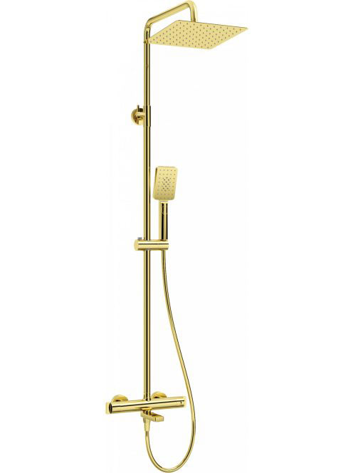 Deante falon kívüli termosztátos zuhanyrendszer behajtható kádkifolyóval, arany NAC_Z1HT