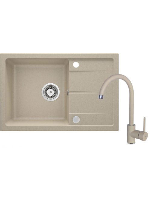 Deante Leda 1 tálcás gránit mosogató csapteleppel, lefolyóval, homok ZRDA7113