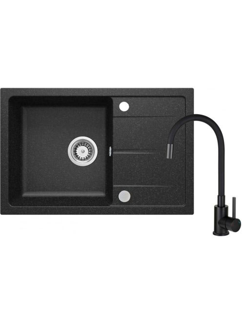 Deante Leda 1 tálcás gránit mosogató csapteleppel, rugalmas kifolyóval, garfit ZRDP2113