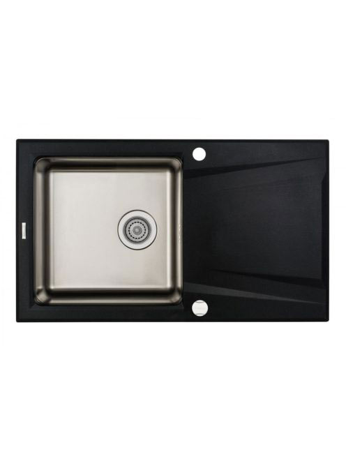 Deante Prime gránit-acél mosogató csepegtetővel, fémes grafit ZSR G113