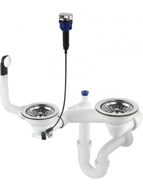 Deante Space-Saver szifon 1,5 és 2 medencés gránit mosogatókhoz, rozsdamentes acél ZXY 9973