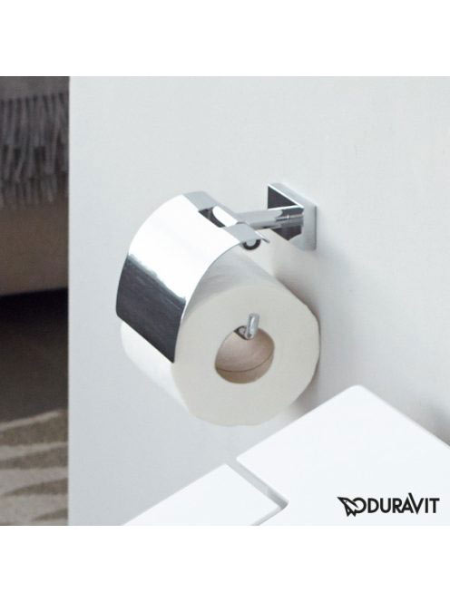Duravit Karree fali WC papír tartó fedéllel, króm 0099551000