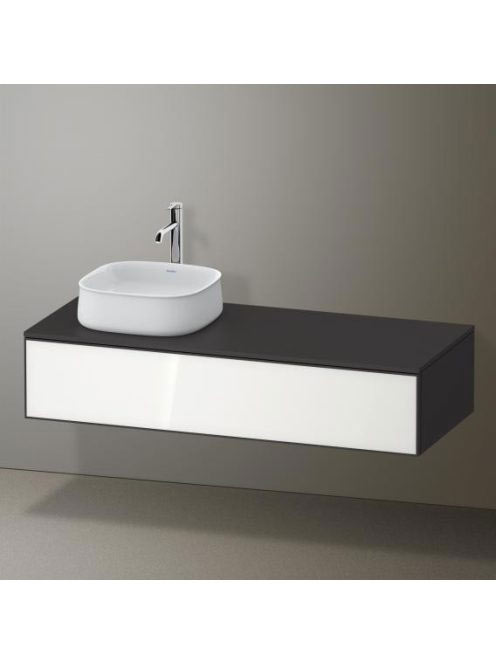 Duravit Zencha balos alsószekrény 130, dió fiókrendezővel, fehér üveg/matt grafit ZE4812L64800E00