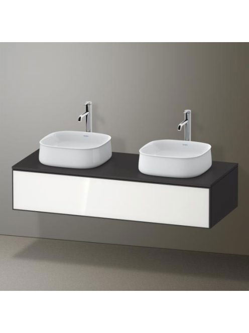 Duravit Zencha fiókos alsószekrény 130, dió fiókrendezővel, fehér üveg/matt grafit ZE4813B64800E00