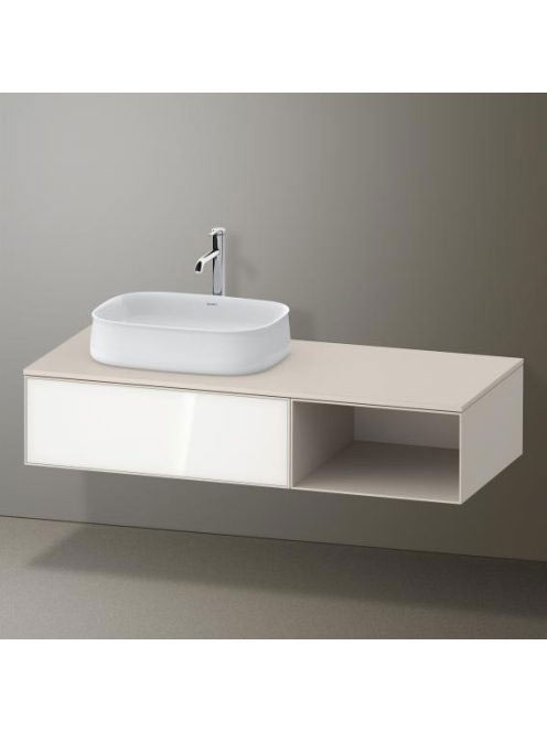 Duravit Zencha balos alsószekrény 130, fiókrendező nélkül, fehér üveg/matt taupe ZE4818064830000