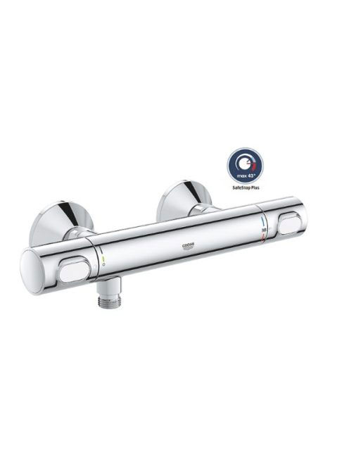 Grohe Precision Flow termosztátos zuhanycsaptelep beépített elzárószeleppel, króm 34840000