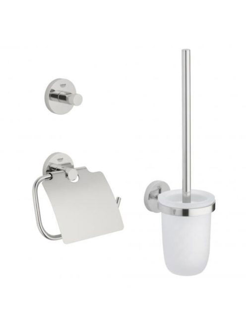 Grohe Essentials 3 az 1-ben fürdőszobai kiegészítő szett, rozsdamentes acél hatású 40407DC1