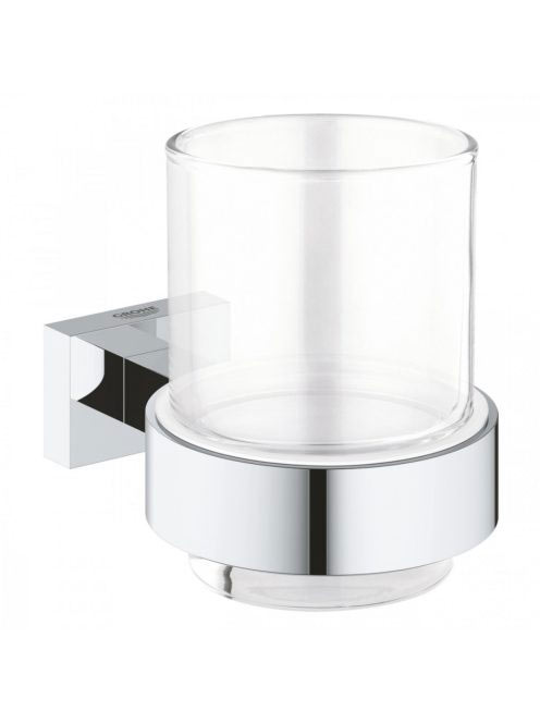 Grohe Essentials Cube kristálypohár tartókonzollal, króm 40755001
