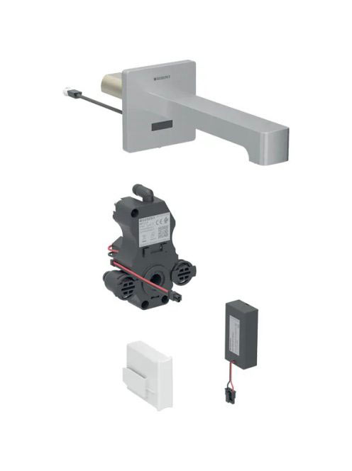 Geberit Brenta fali mosdócsaptelep keverő nélkül 22 cm, elemes, rozsdamentes acél 116.293.SN.1