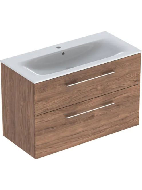 Geberit Selnova Square 2 fiókos mosdószekrény 100 cm, keskeny peremű mosdóval, hikoridió 501.246.00.1