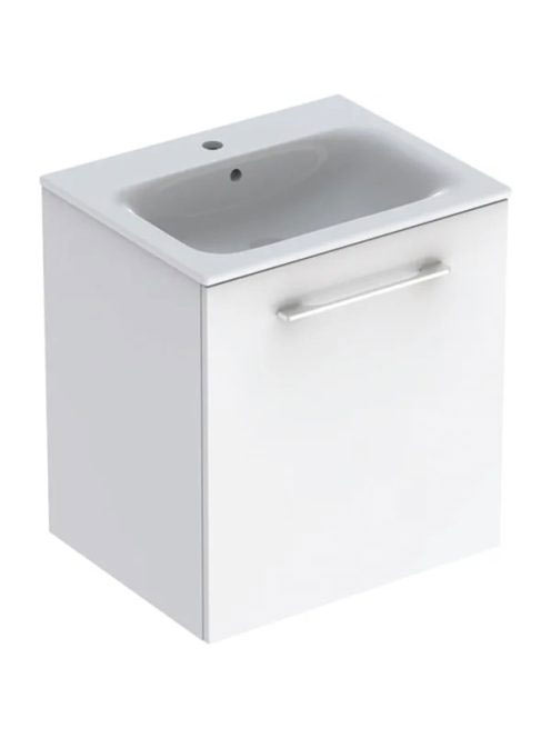Geberit Selnova Square 1 ajtós mosdószekrény 60 cm keskeny peremű mosdóval, magasfényű fehér 501.252.00.1