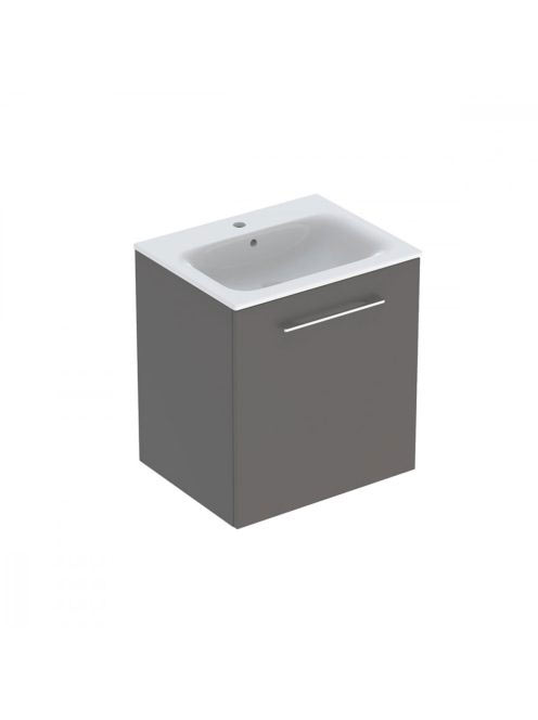 Geberit Selnova Square 1 ajtós mosdószekrény 60 cm keskeny peremű mosdóval, matt láva 501.253.00.1