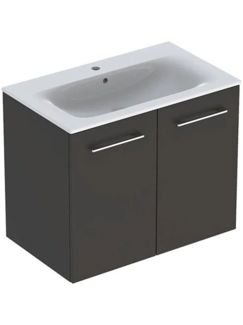 Geberit Selnova Square 2 ajtós mosdószekrény 80 cm, keskeny peremű mosdóval, matt láva 501.257.00.1