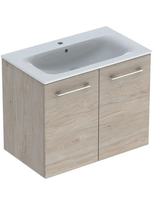 Geberit Selnova Square 2 ajtós mosdószekrény 80 cm, keskeny peremű mosdóval, világos hikoridió 501.259.00.1