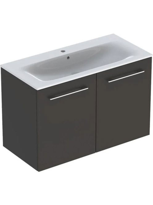 Geberit Selnova Square 2 ajtós mosdószekrény 100 cm, keskeny peremű mosdóval, matt láva 501.261.00.1