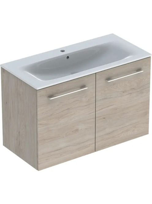 Geberit Selnova Square 2 ajtós mosdószekrény 100 cm, keskeny peremű mosdóval, világos hikoridió 501.263.00.1