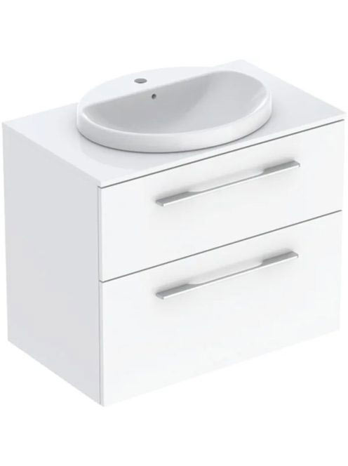 Geberit Selnova Square Set mosdószekrény mosdóval 79x70 cm, két fiókkal, fényes fehér 502.872.00.1