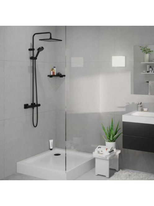 Hansgrohe Vernis Blend Showerpipe 240 matt fekete zuhanyrendszer termosztátos csapteleppel 26427670