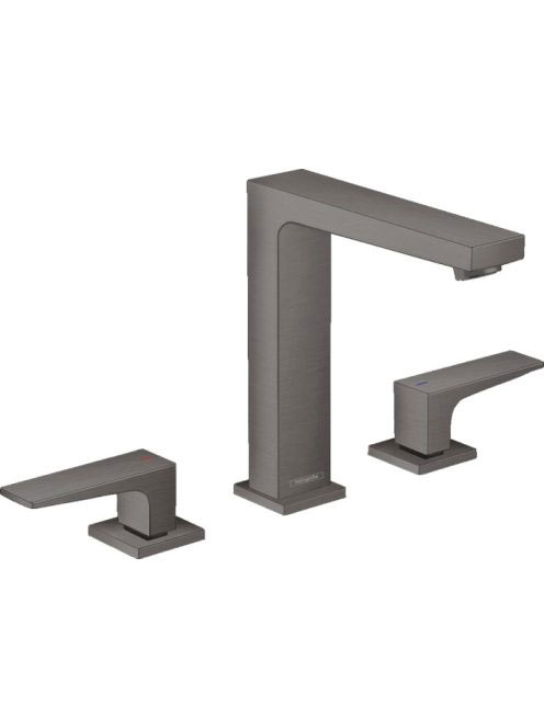 Hansgrohe Metropol 160 3-lyukú mosdócsaptelep szálcsiszolt fekete/króm, push-open lefolyóval 32515340