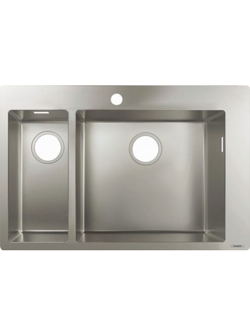 Hansgrohe S71 Beépíthető 2 medencés mosogató lefolyókészlet nélkül rozsdamentes acél hatású 43309800