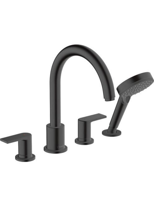 Hansgrohe Vernis Shape 4 lyukú peremre szerelhető kádcsaptelep matt fekete 71459670