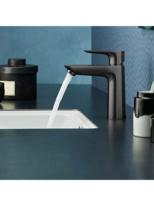 Hansgrohe Talis E 110 mosdócsaptelep lefolyógarnitúra nélkül, szálcsiszolt fekete/króm 71712340